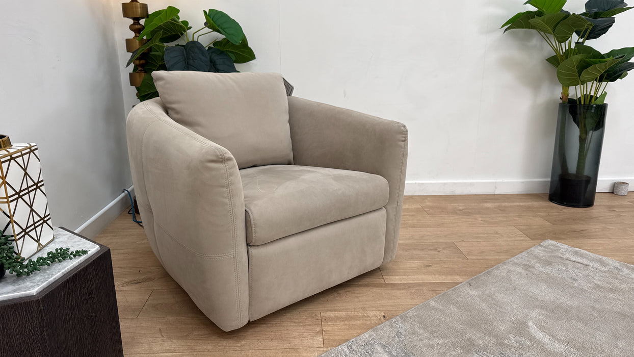 Sofology Marvella Fabric Swivel Chair in Lifestyle Nubuck Feel Stone