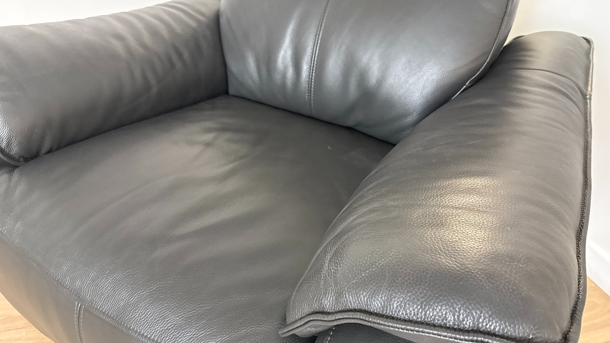 Sofology The Arlo Reclining Chair in Trusty Embossed Leather Charcoal