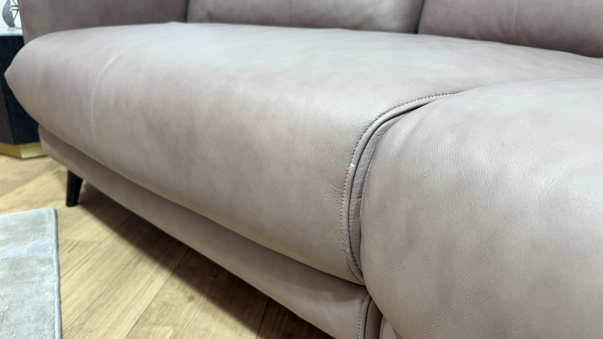 Sofology Adler Leather Asymmetric 4 Seater in Relaxed Soft Stone