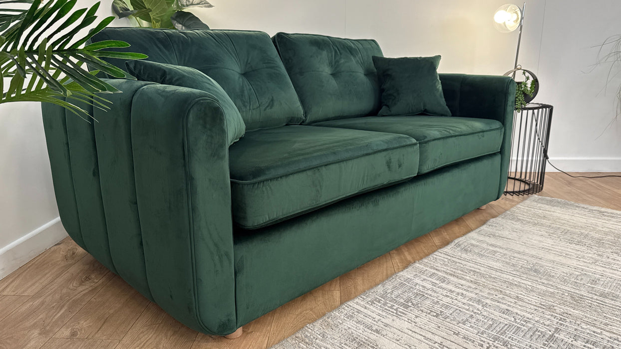 Sofology Islington Fabric 3 Seater Hypnos Deluxe Sofa Bed in Sleek Green