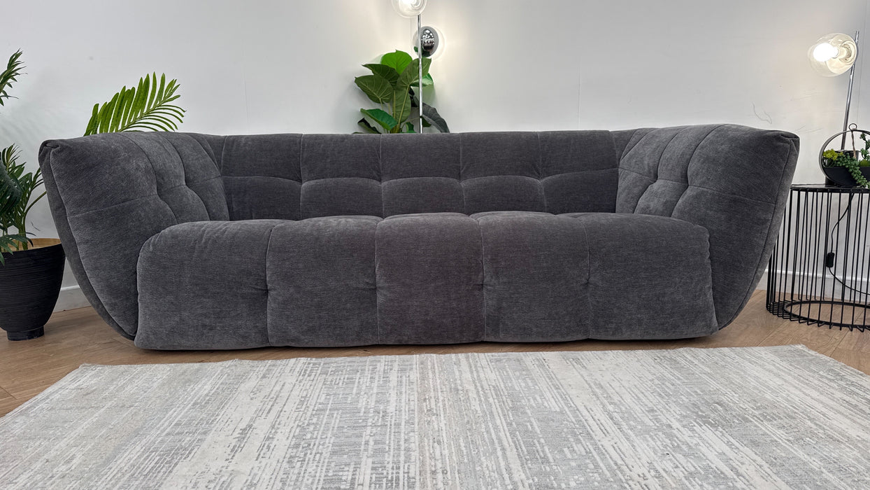 Sofology The Lunar 3 Seater Fabric Sofa in Chenille Charcoal