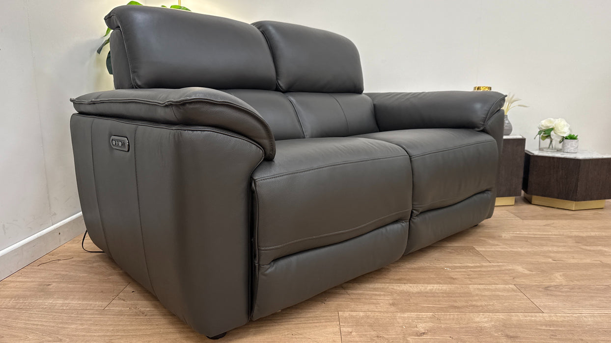 Sofology The Hugo 2 Seater Recliner Sofa in Trusty Embossed Leather Charcoal