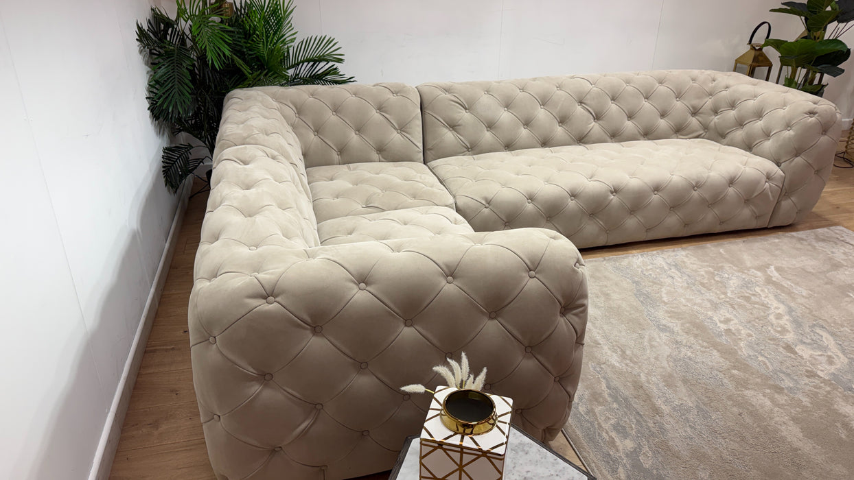 Sofology Venezia Fabric 1.5 Corner 3 in Lifestyle Nubuck Feel Stone