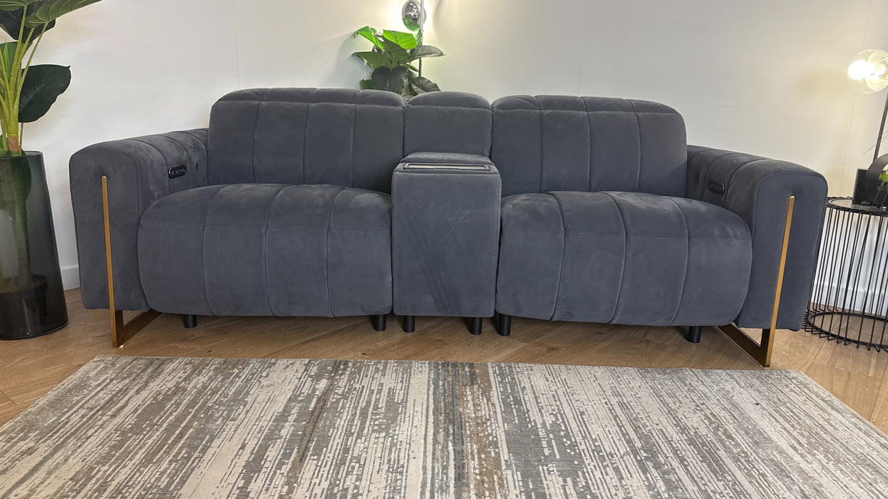 Sofology The Paramount Fabric 2.5 Seater Console Power Recliner/Headrest Heated Seats Speakers in Lifestyle Nubuck Feel Charcoal