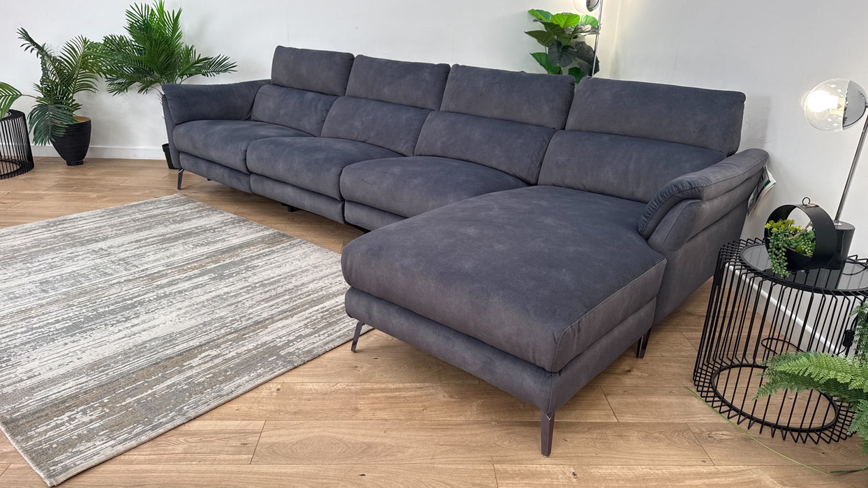 Sofology The Missouri 4 Seater Chaise Recliner Sofa in Lifestyle Flecked Fabric Charcoal
