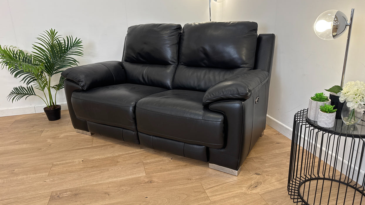 Falcon 2 Seater  - Leather Power Reclining Sofa - Black