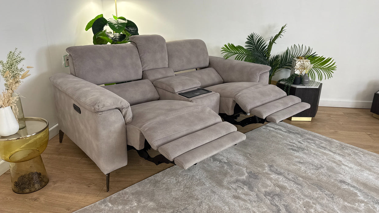 Sofology Illinois Fabric 2 Seater Console Power Recliner/Headrest in Lifestyle Mottled Marble