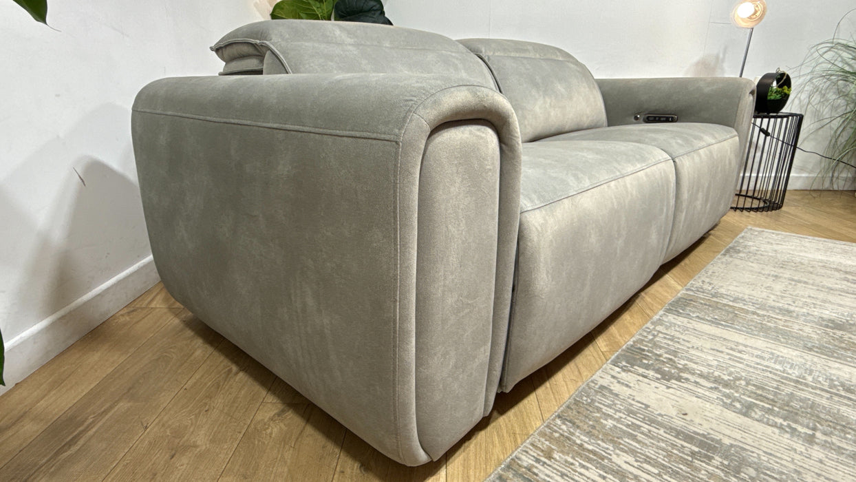 Sofology Premiere Fabric 2.5 Seater Power Recliner/Headrest Heated Seats in Lifestyle Flecked Stone