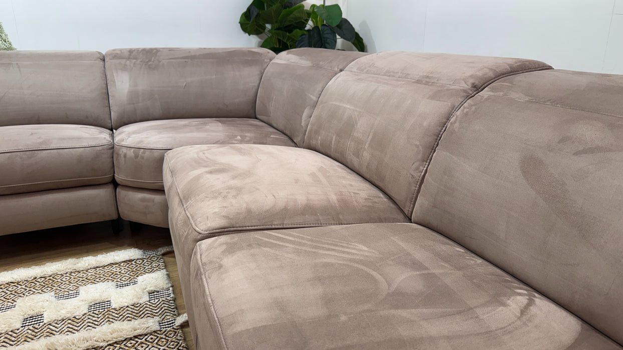 Sofology Ezra Fabric 3 Corner 3 Power Recliner/Headrest Heated Seats in Lifestyle Plush Nutmeg