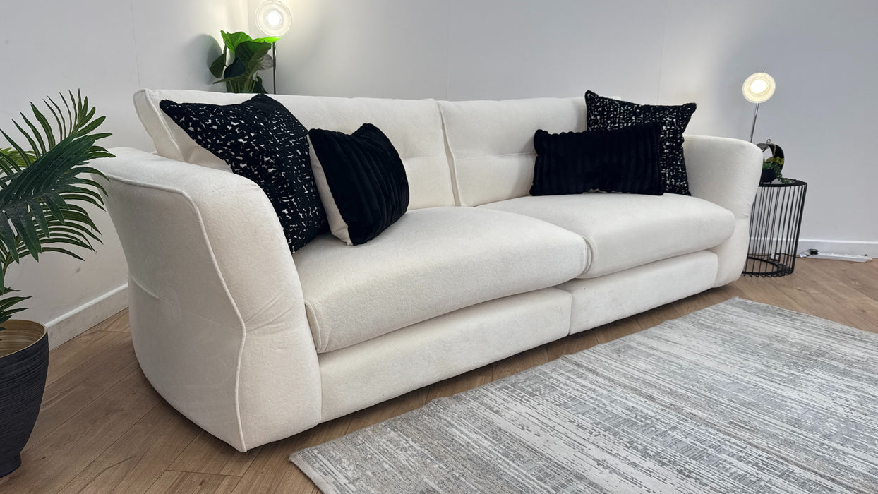 Sofology The Reign 4 Seater Fabric Sofa in Luxe Sherpa Ecru/Natural Mix