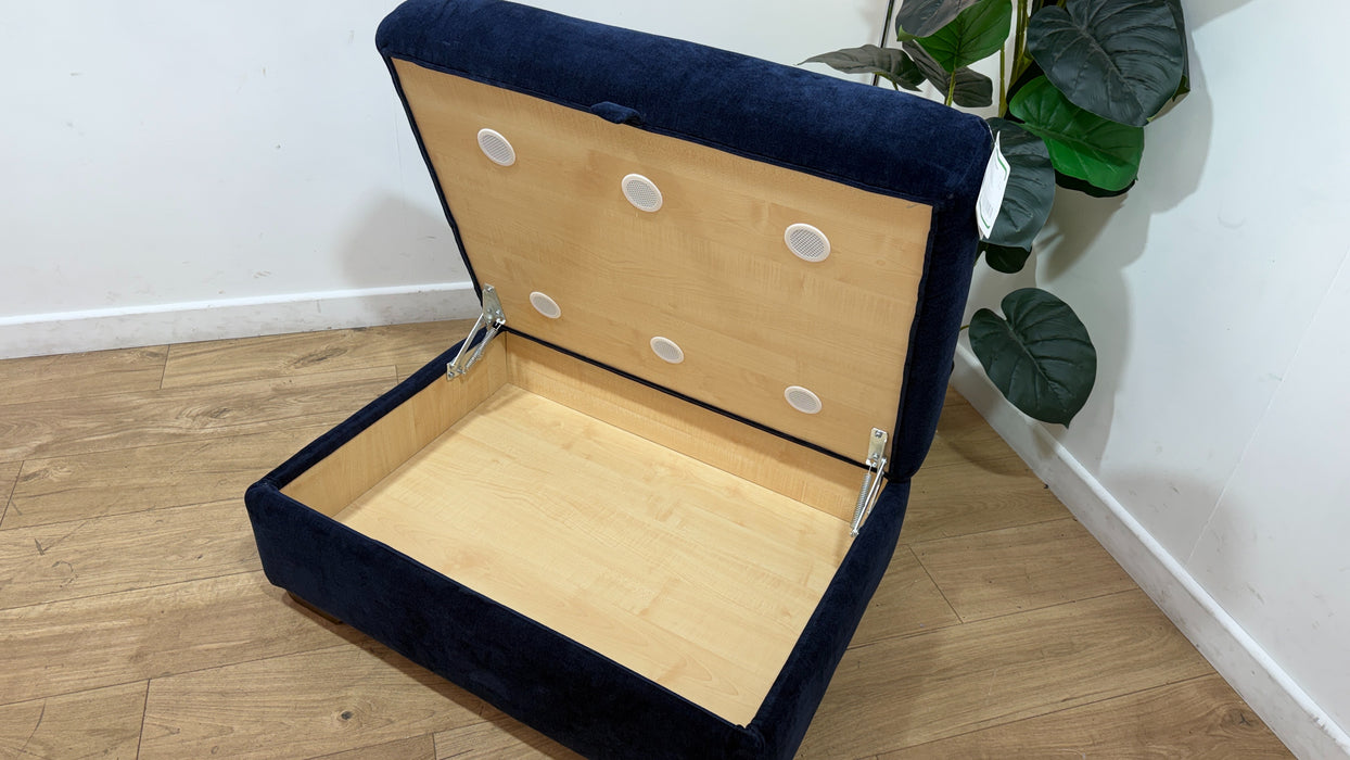 Sofology Tallulah Fabric Storage Footstool in Basketweave Chenille Navy