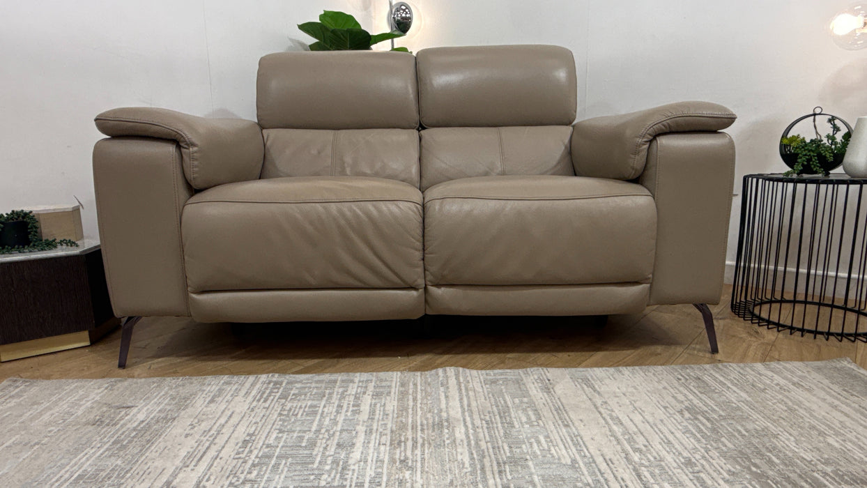 Sofology Fratelli Leather 2 Seater Power Recliner/Headrest in Trusty Embossed Stone