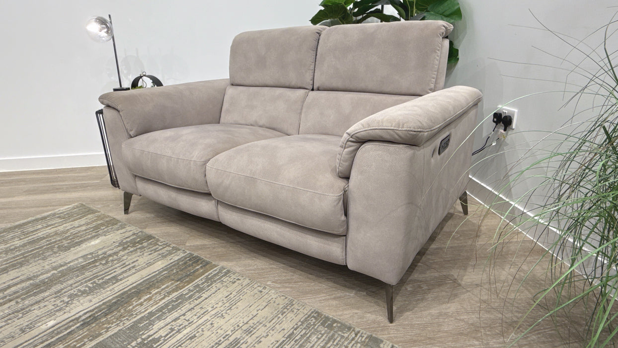 Sofology Illinois Fabric 2 Seater Power Recliner/Headrest Heated Seats in Lifestyle Mottled Marble