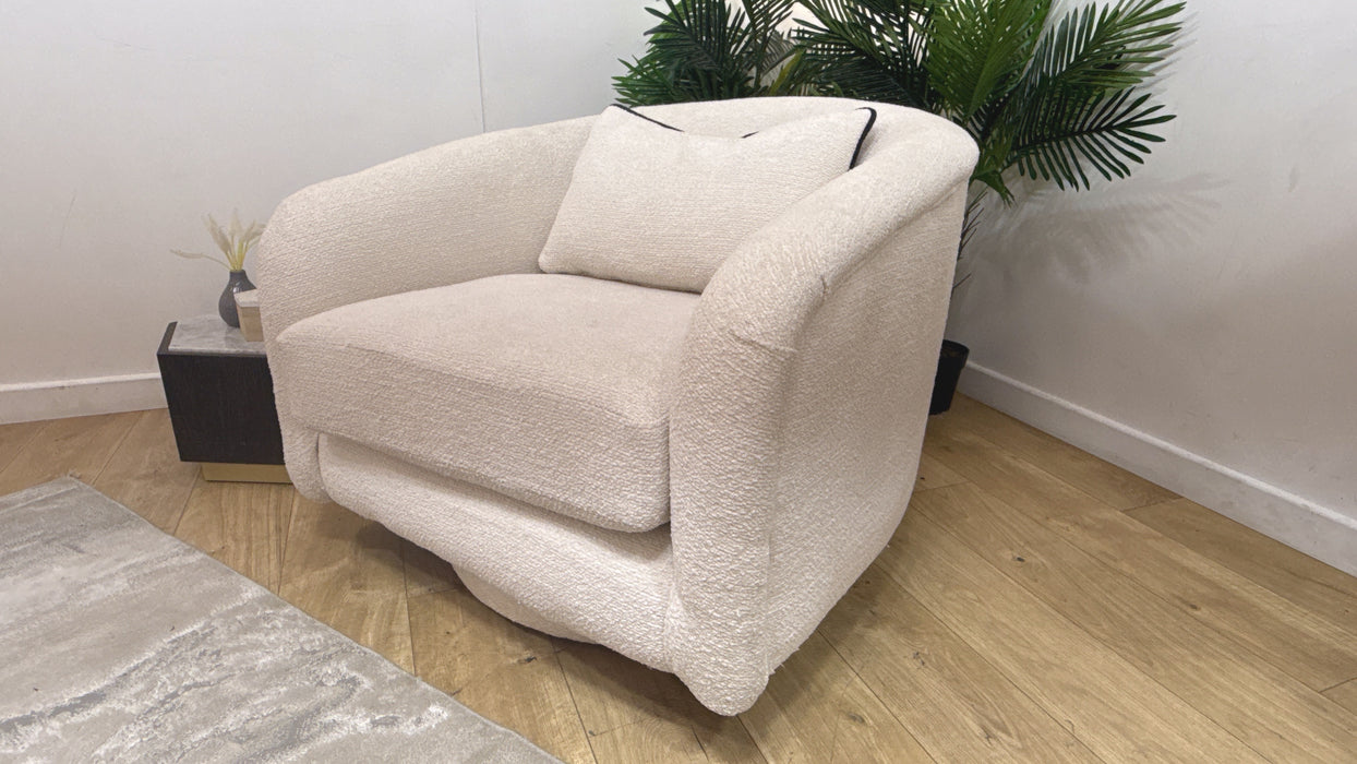 Sofology Westwood Fabric Swivel Chair in Soft Boucle Ecru