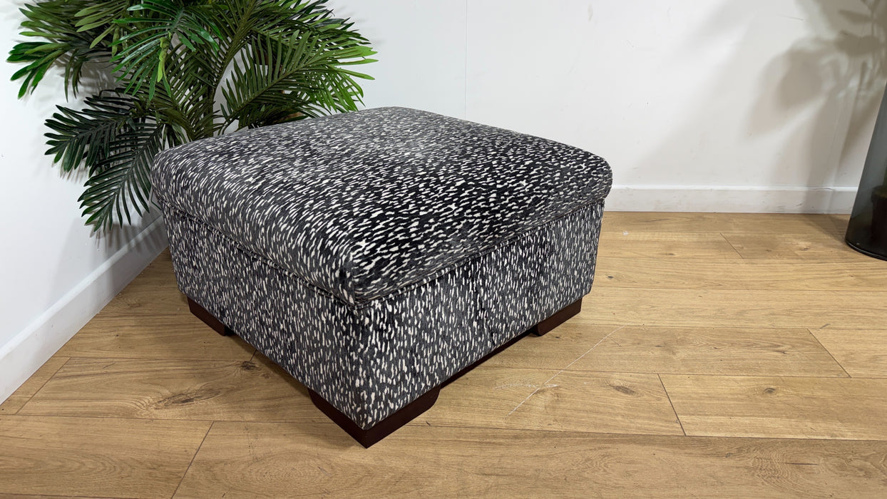Sofology Valentina Fabric Square Designer Footstool in Design Fabric Slate