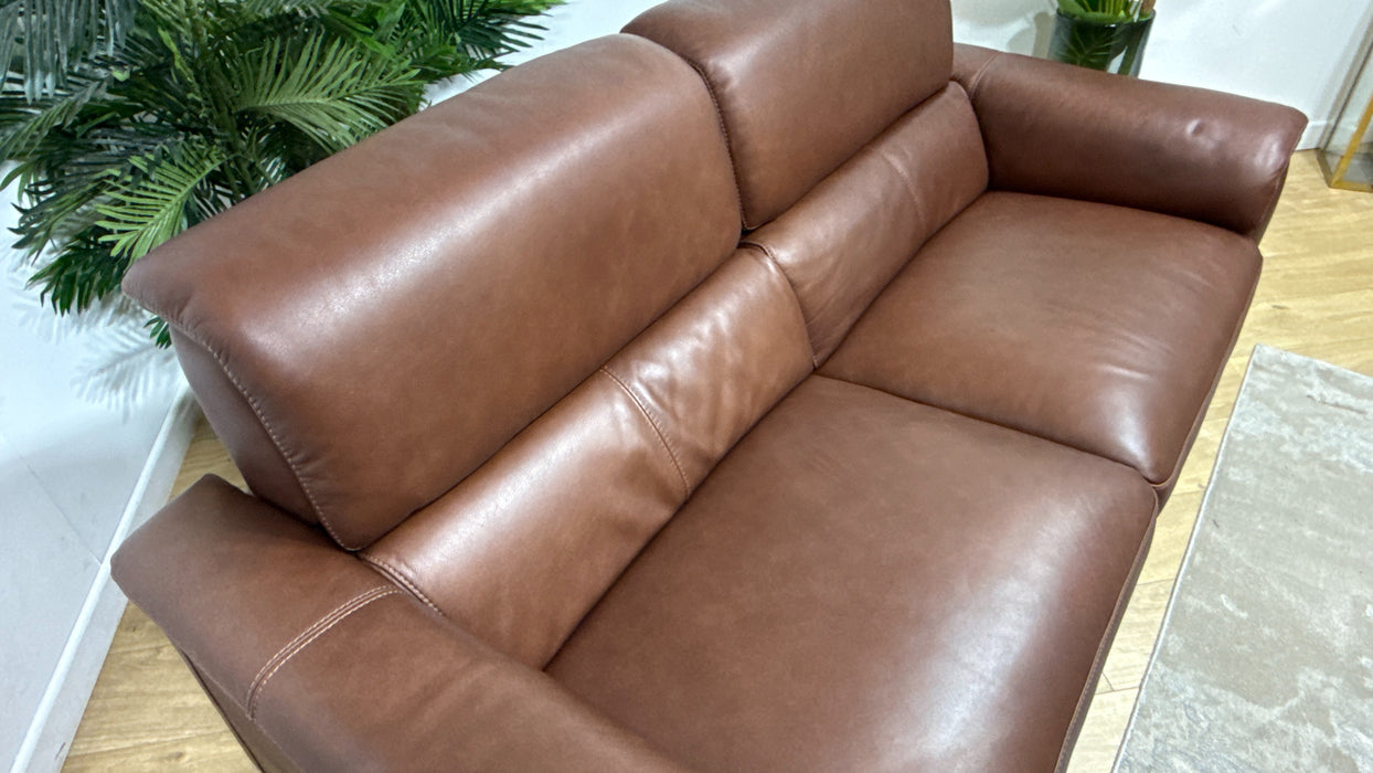 Sofology Illinois Leather 3 Seater Power Recliner/Headrest in Relaxed Soft Brown
