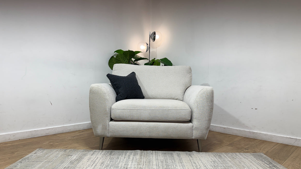 Sofology Hackney Fabric Loveseat Sprung Seats in Linen Look Chenille Mist Mix
