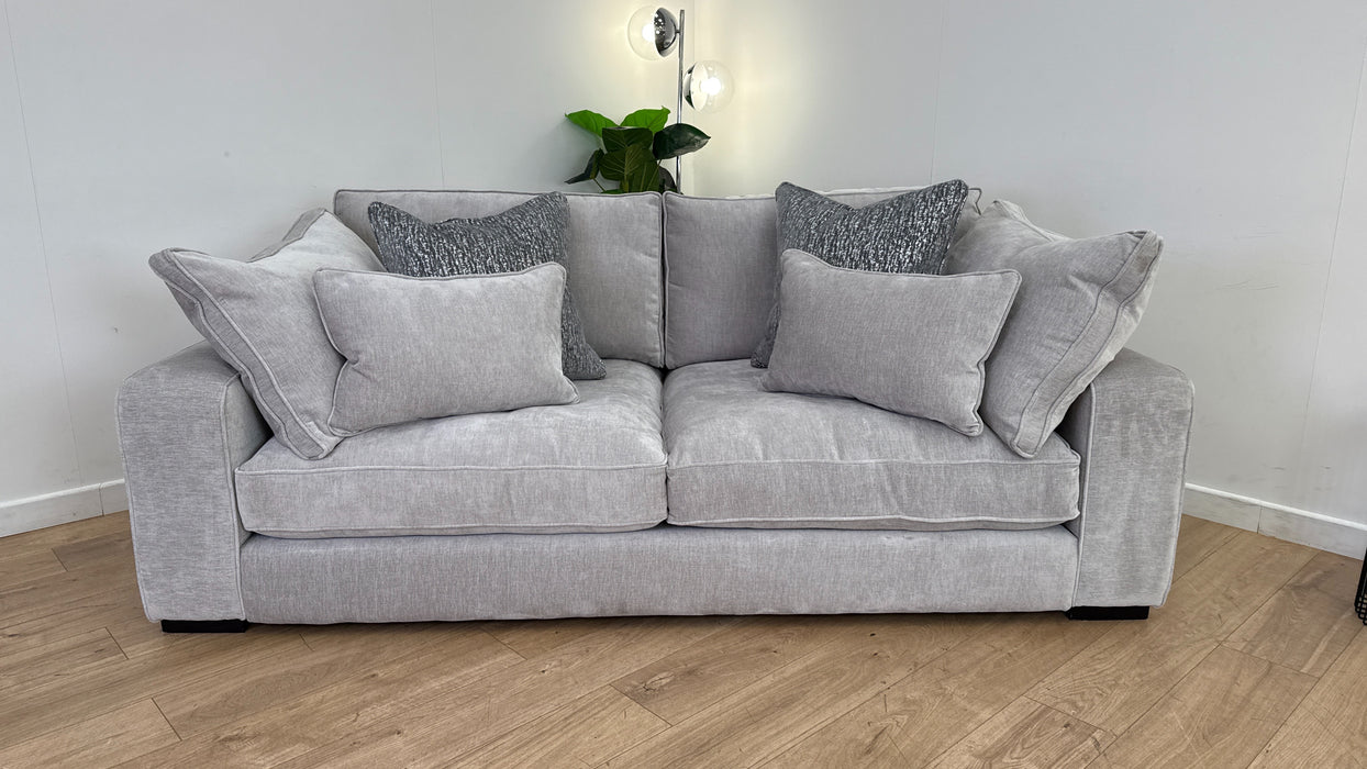 Sofology The Laurent 3 Seater Fabric Sofa in Luxury Deep Pile Chenille Silver Mix