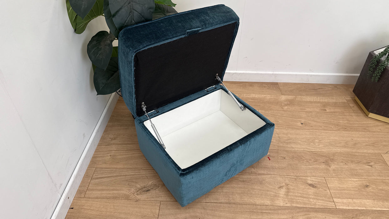 Sofology The Georgio Fabric Footstool in Luxe Chenille Teal All Over