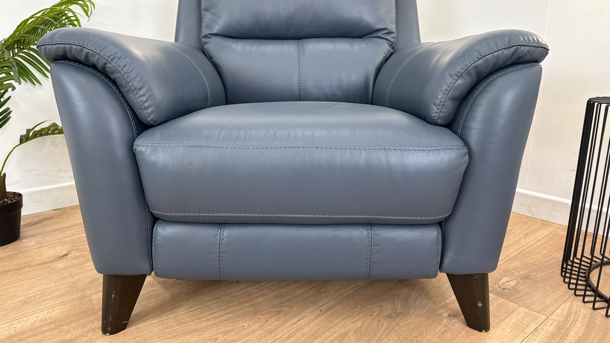 Chester 1 Seater - Leather Power Reclining Chair - Smoke Blue