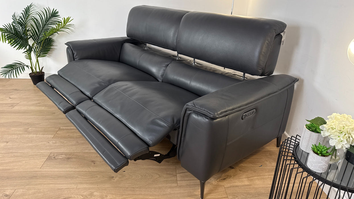 Auberon 3 Seater - Leather Power Recliner + Power Hdrst Sofa