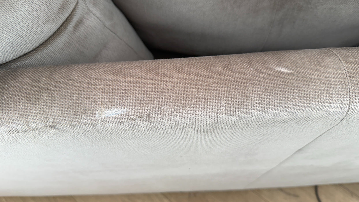 Sofology Oscar Fabric 3 Seater Gold Trim in Fine Textured Chenille Stone