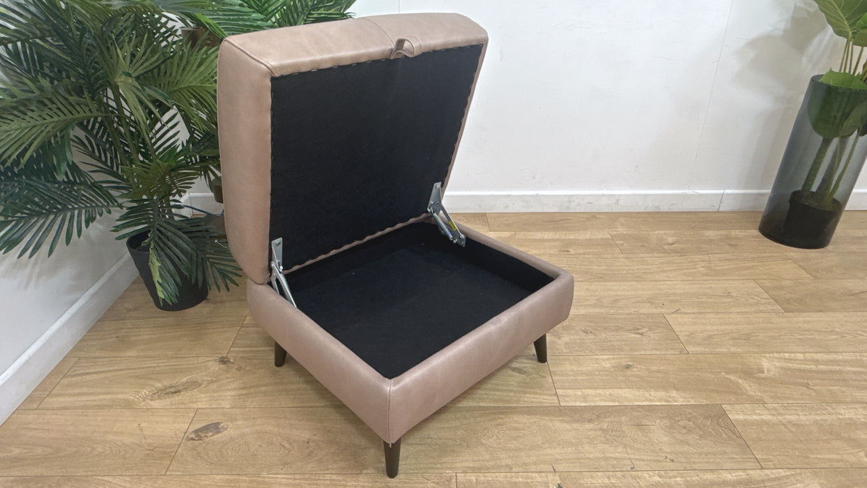 Sofology Adler Leather Storage Footstool in Relaxed Soft Stone