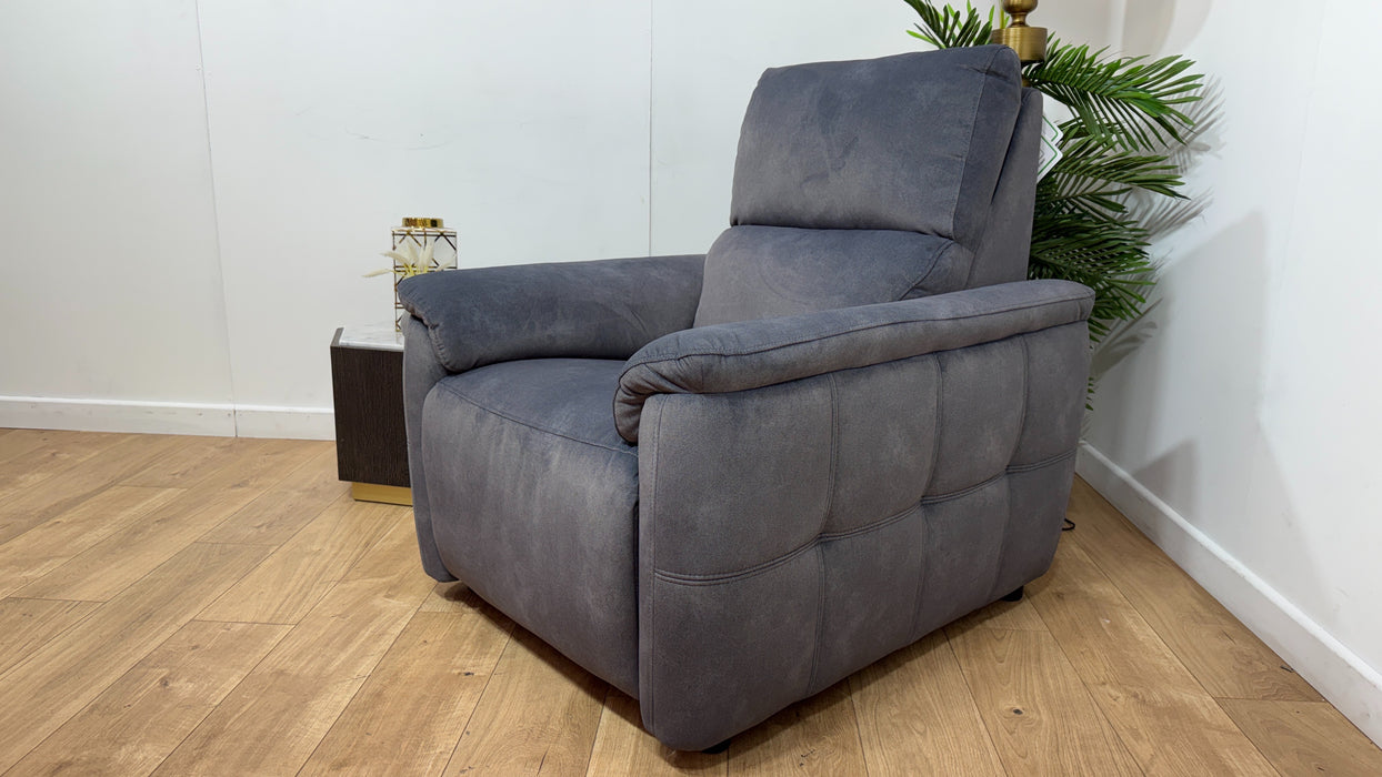 Sofology Ripley Fabric Chair Power Recliner/Headrest Lumbar Support in Lifestyle Flecked Charcoal