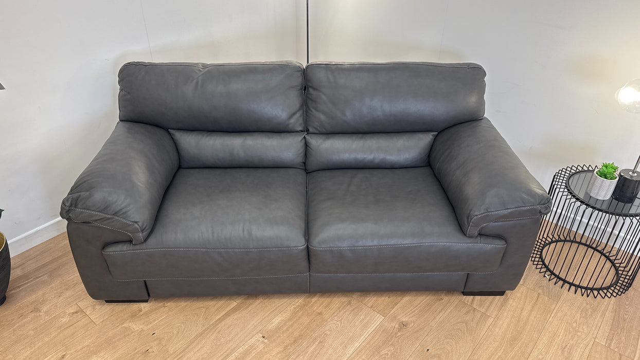 Santino 2 Seat - Leather Sofa - Caruso Slate