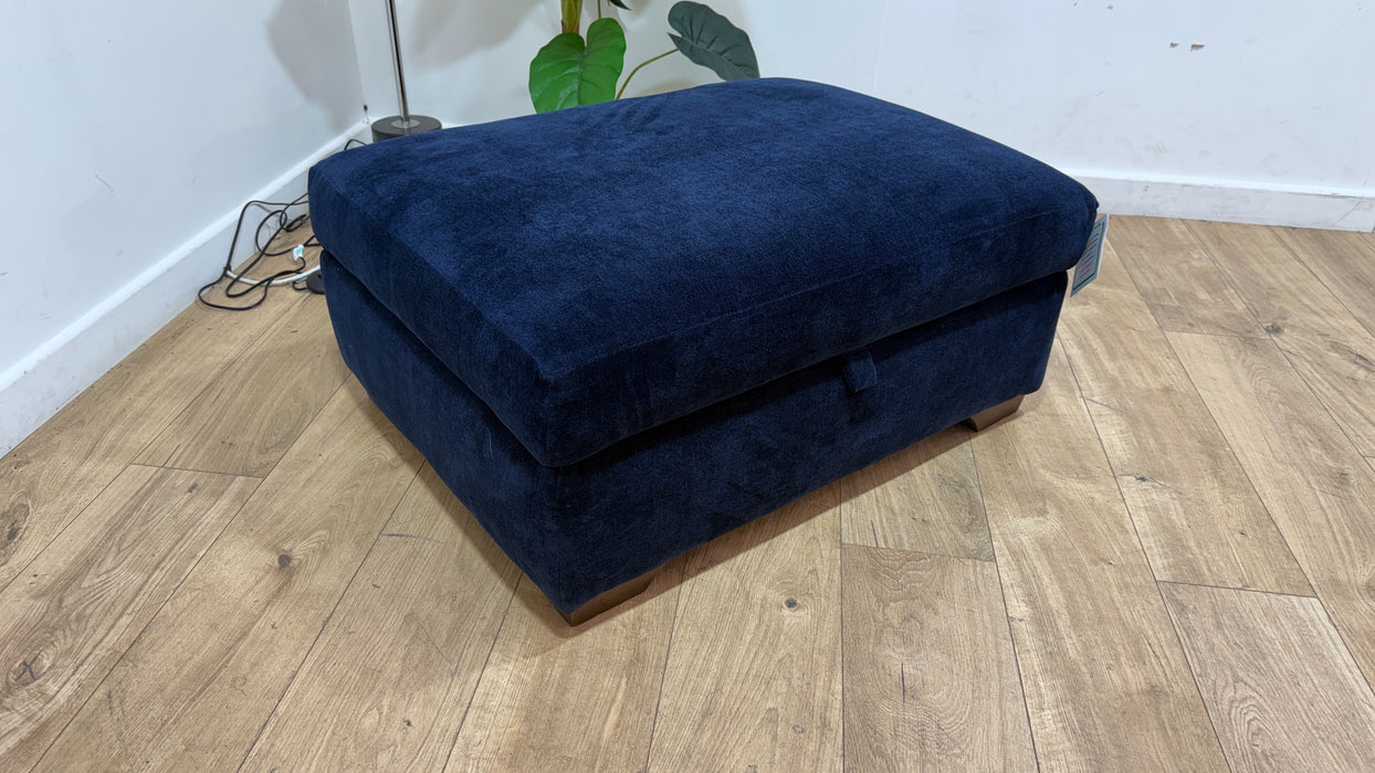 Sofology Tallulah Fabric Storage Footstool in Basketweave Chenille Navy