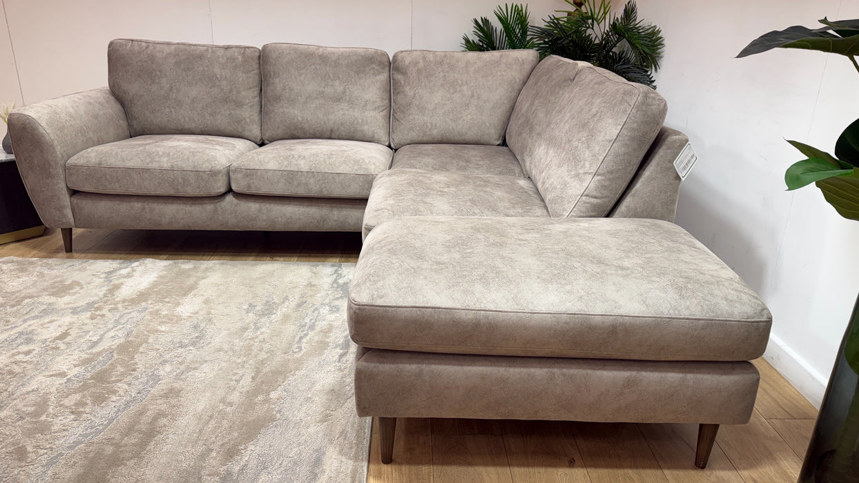 Sofology The Hackney Fabric 2 Corner 1 Chaise Memory Foam Seats in Lifestyle Dapple Fabric Stone Mix