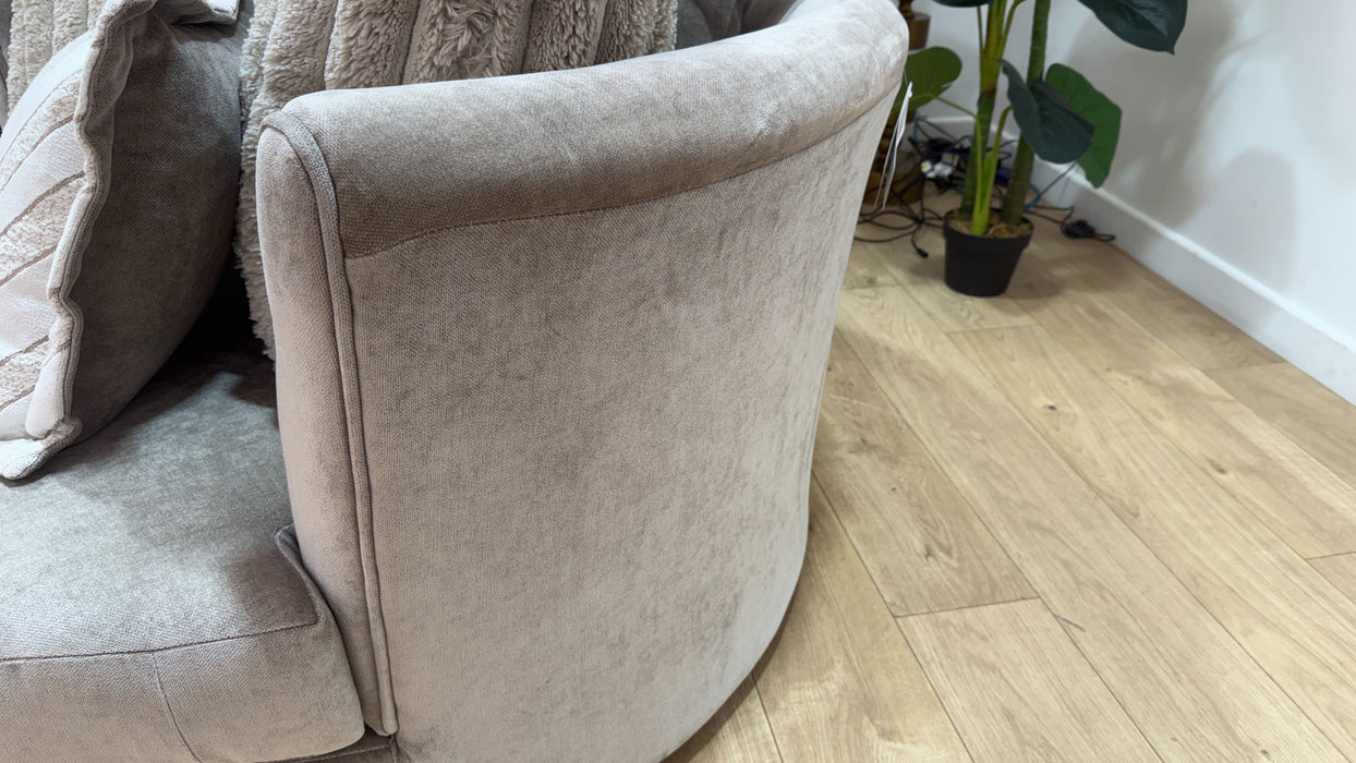 Sofology Oscar Fabric Large Swivel Chair in Fine Textured Chenille Stone Mix