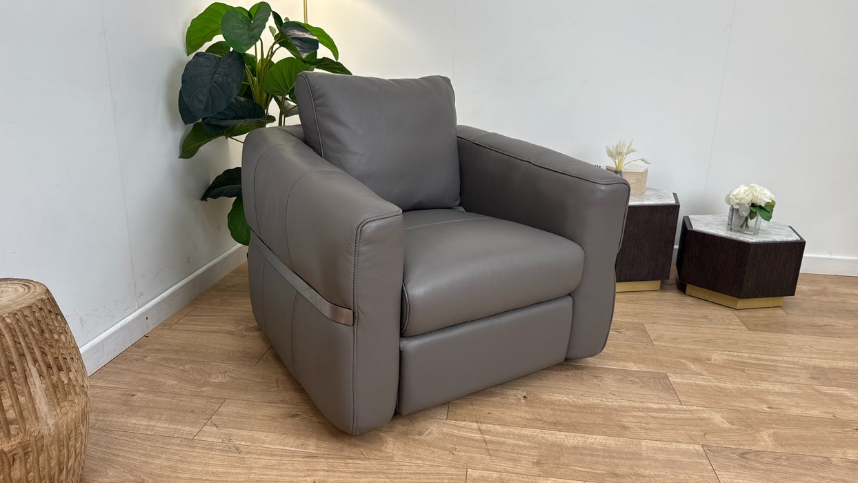 Sofology The Lumiere Leather Swivel Chair in Trusty Embossed Elephant