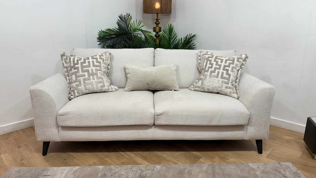 Sofology Mayfair Fabric 3 Seater Foam Seats in Linen Look Chenille Mist/Pearl Mix