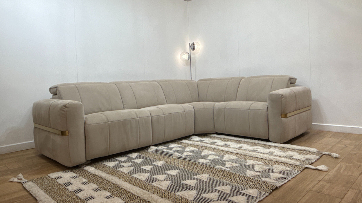 Sofology Lumiere Fabric 3 Corner 1.5 Power Recliner/Headrest in Lifestyle Nubuck Feel Stone