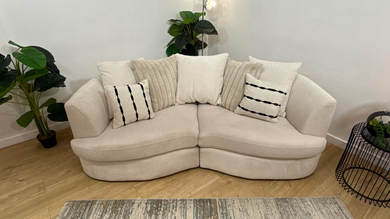 Sofology Chloe Fabric 4 Seater Split Pillow Back in Soft Boucle Ecru Mix