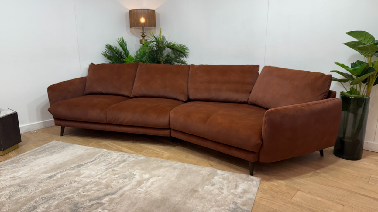 Sofology Adler Fabric 4 Seater Asymmetric in Lifestyle Mottled Rust