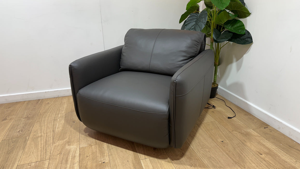 Sofology Tessuto Leather Accent Swivel Chair in Trusty-Matt Charcoal
