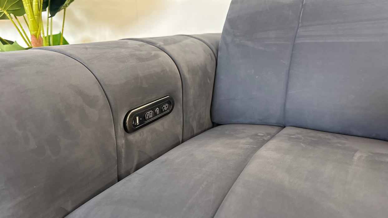 Sofology The Paramount Fabric Chair Power Recliner/Headrest Speakers in Lifestyle Nubuck Feel Charcoal