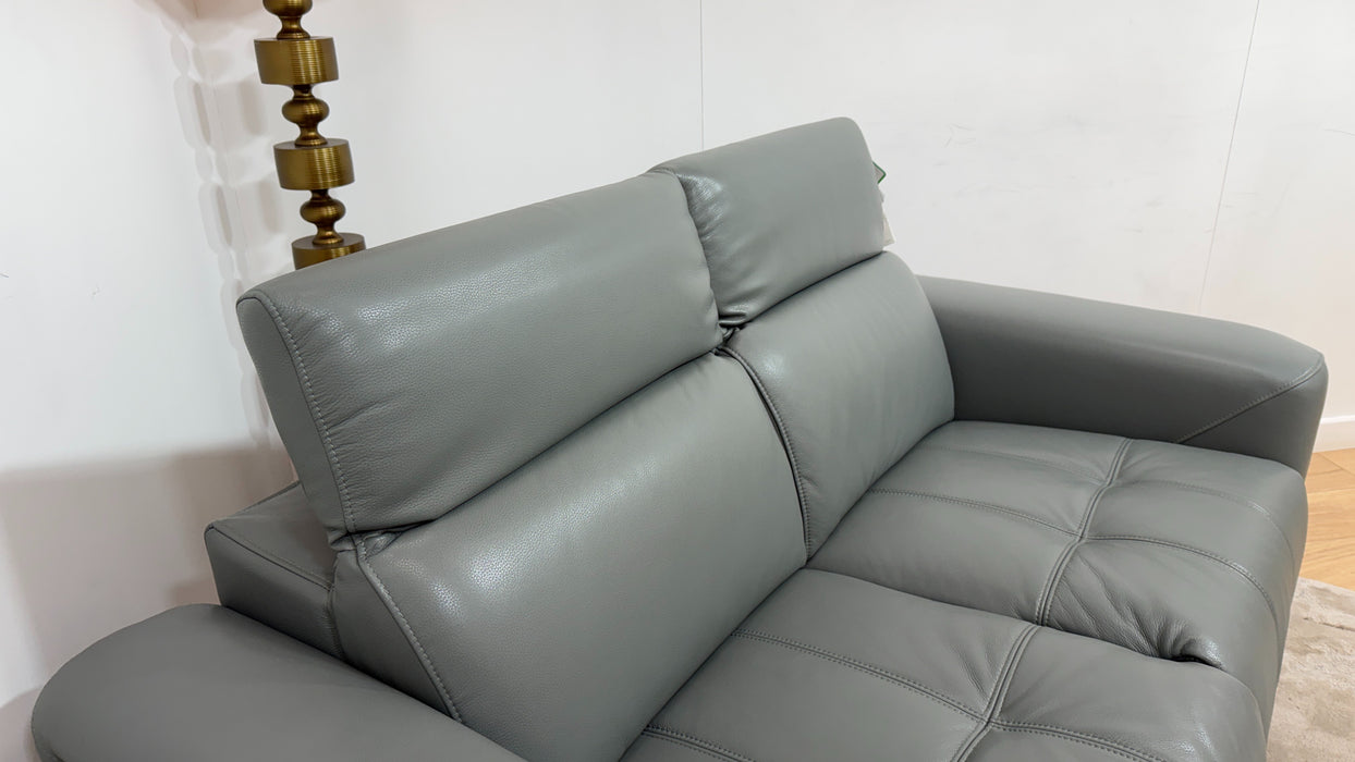 Sofology Marvella Leather 2 Seater Power Recliner/Headrest Heated Seats in Trusty Sheen Granite Teal