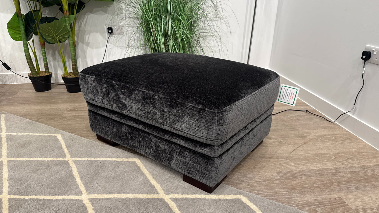 Sofology Sample Obsidian Fabric Designer Footstool in Luxury Textured Chenille Anthracite