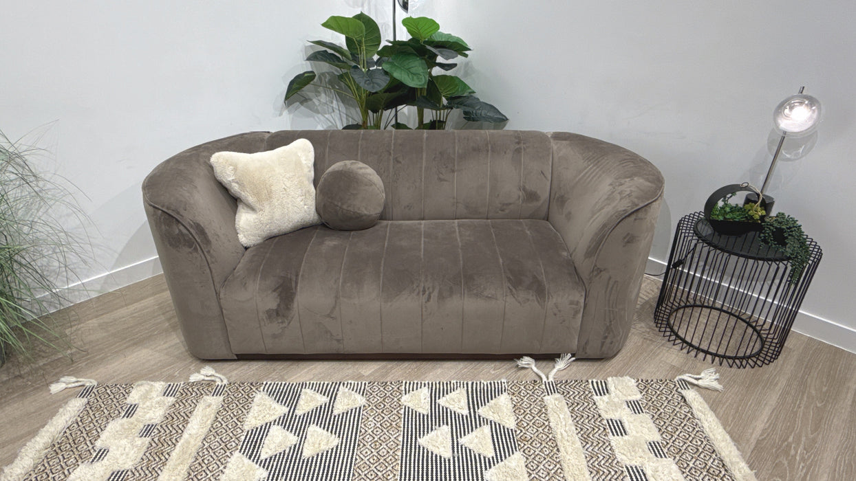 Sofology Fitzrovia Fabric 2 Seater Dark Wood Trim in Matt Velvet Mole Mix