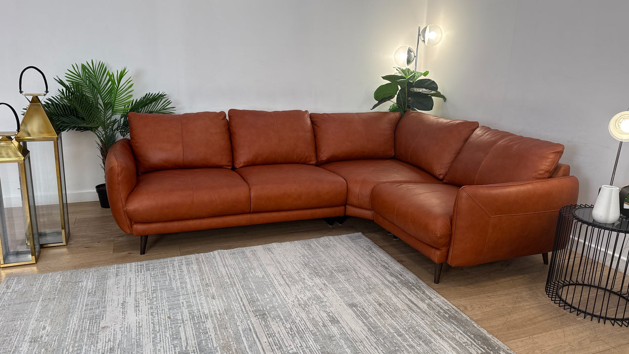 Sofology Adler Leather 2 Corner 1 in Relaxed Soft Amber
