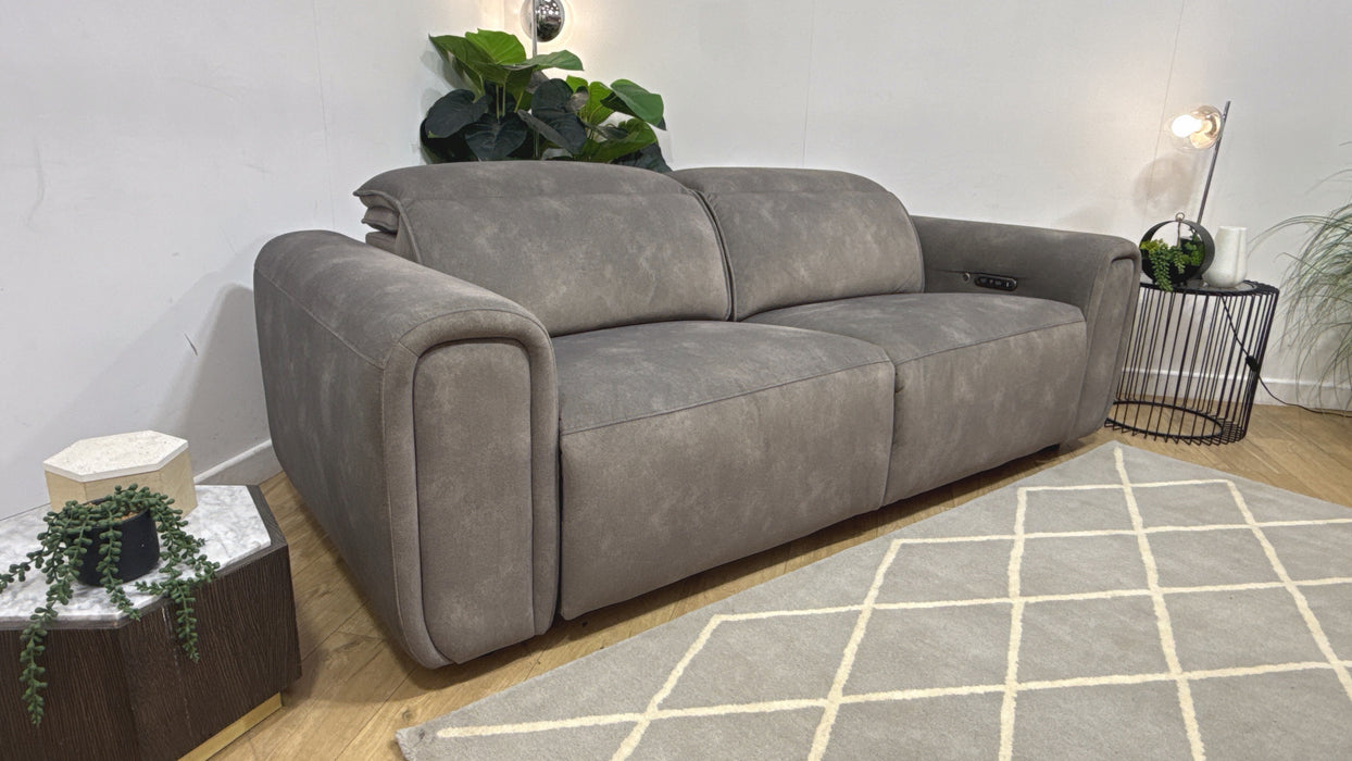 Sofology Premiere Fabric 2.5 Seater Power Recliner/Headrest Heated Seats in Lifestyle Flecked Mocha