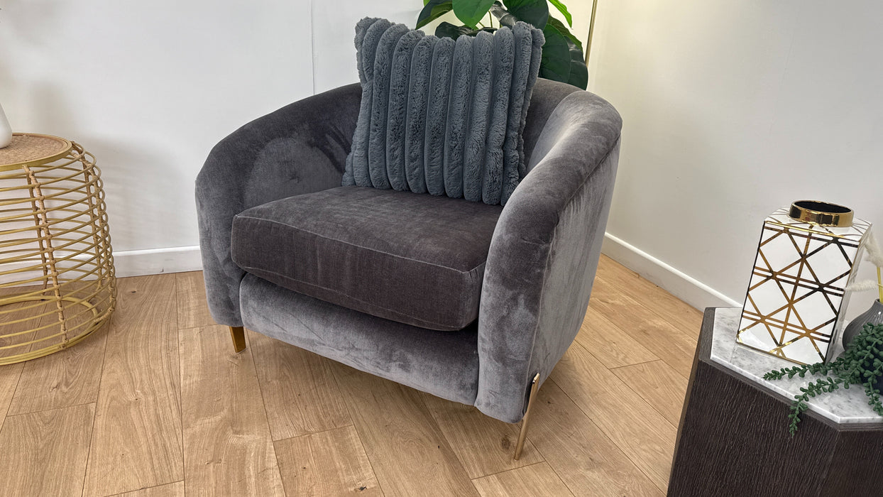 Sofology The Oscar Fabric Accent Chair in Fine Textured Chenille Grey