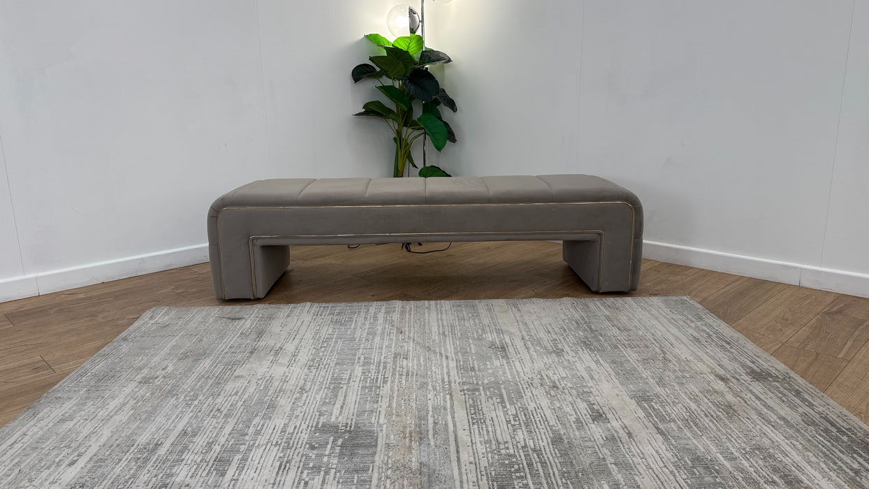 Sofology The Oscar Fabric Footstool in Matt Velvet Pebble