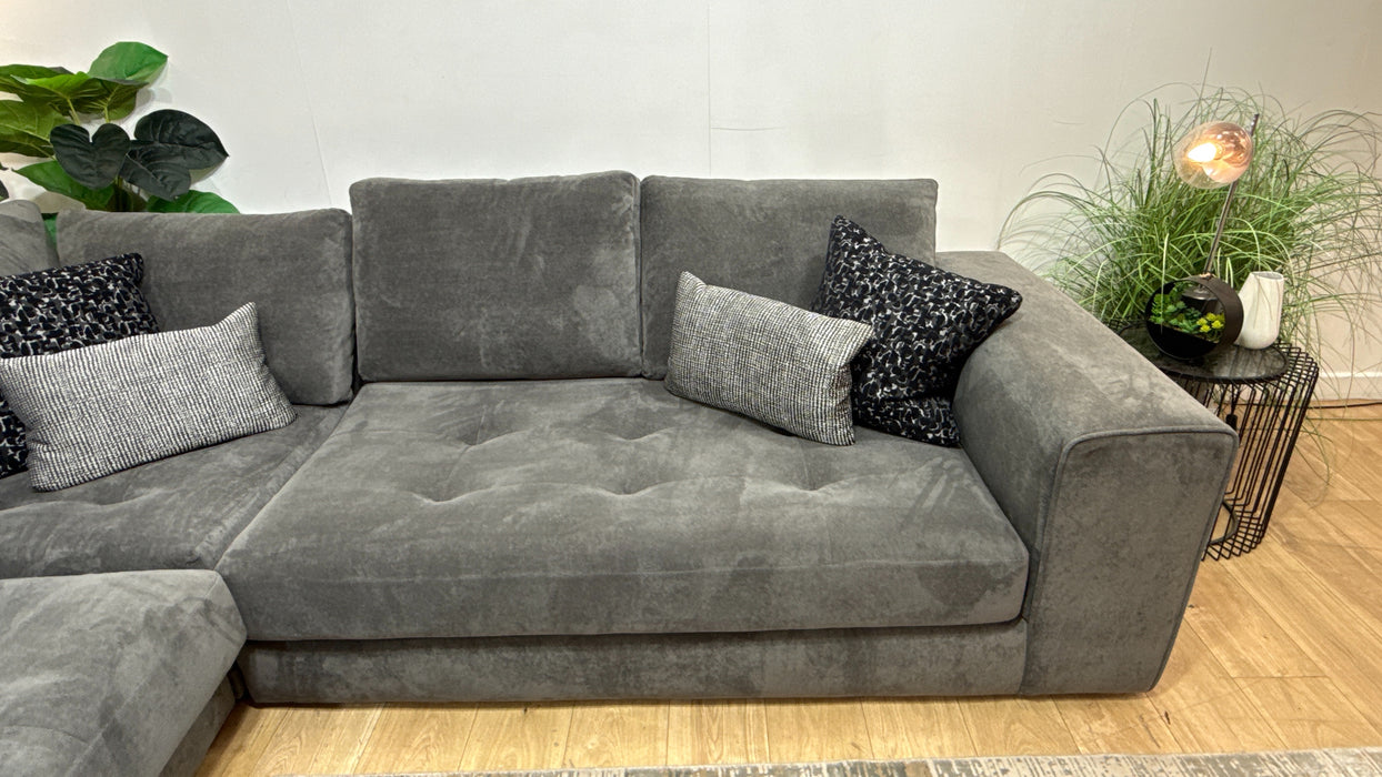 Sofology Ascot Fabric 3 Corner 3 Bench Seats in Soft Sherpa Slate Mix