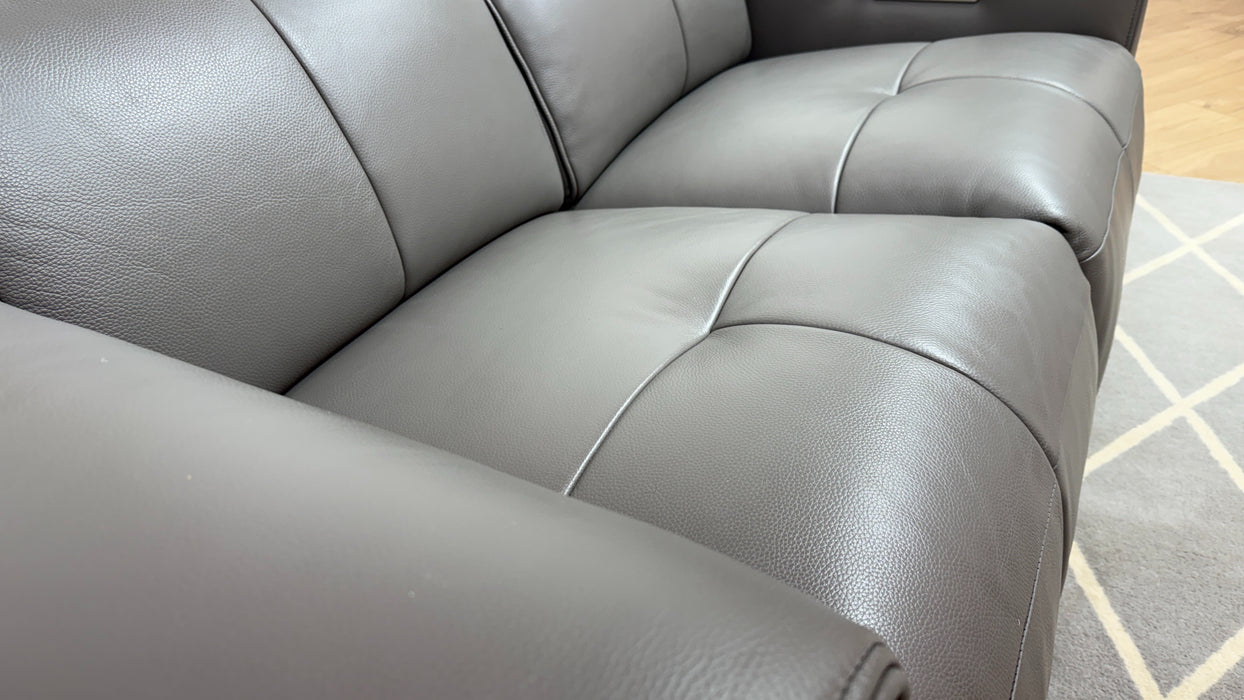 Sofology Riviera Leather 2 Seater Power Recliner/Headrest Heated Seats in Trusty Embossed Elephant