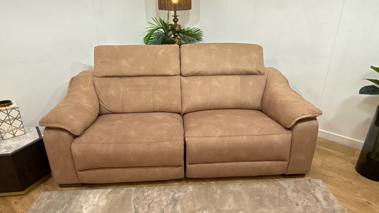 Sofology Carrera Fabric 2.5 Seater Power Recliner/Headrest in Lifestyle Flecked Sand