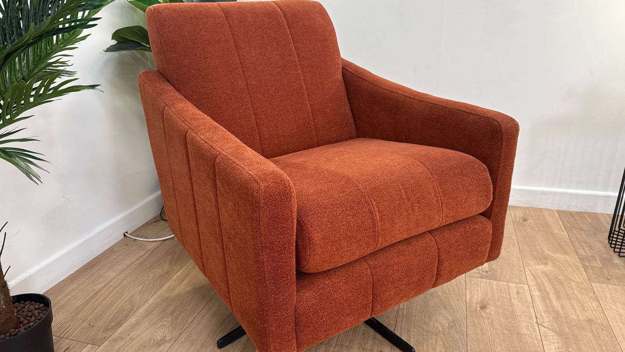 Sofology Soho Fabric Swivel Chair in Micro Boucle Rust